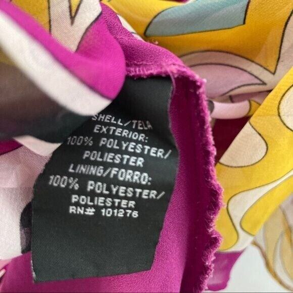 Nicole Miller Wms L Retro Colorful Print Blouse Flounce Hem W/ Cami Boho Peasant - Picture 4 of 10